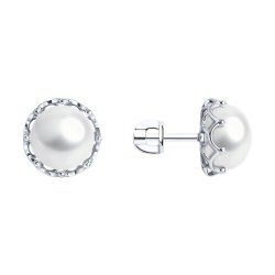 Серьги из серебра с жемчугом (Арт.92022664)