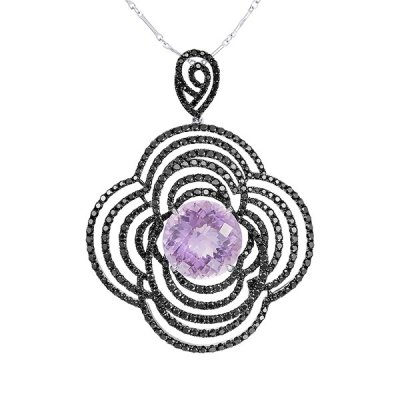 Цепь из белого золота с аметистом и сапфиром (Арт.pt-32215_tsp_bsa_am_wg)