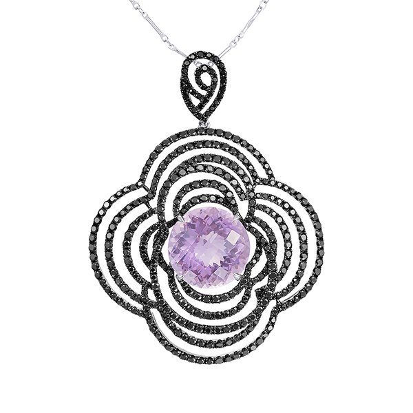 Цепь из белого золота с аметистом и сапфиром (Арт.pt-32215_tsp_bsa_am_wg)