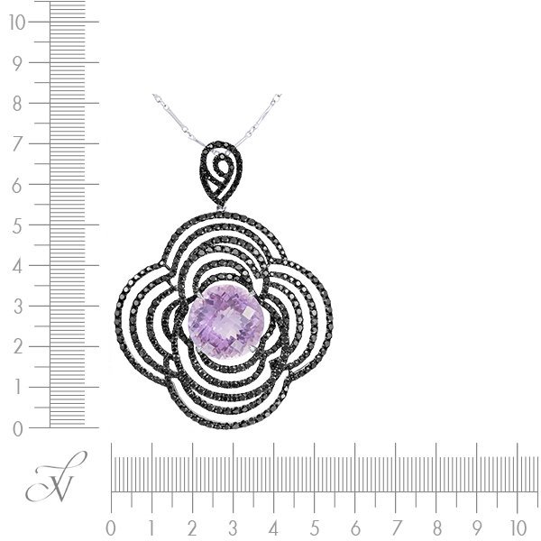 Цепь из белого золота с аметистом и сапфиром (Арт.pt-32215_tsp_bsa_am_wg)