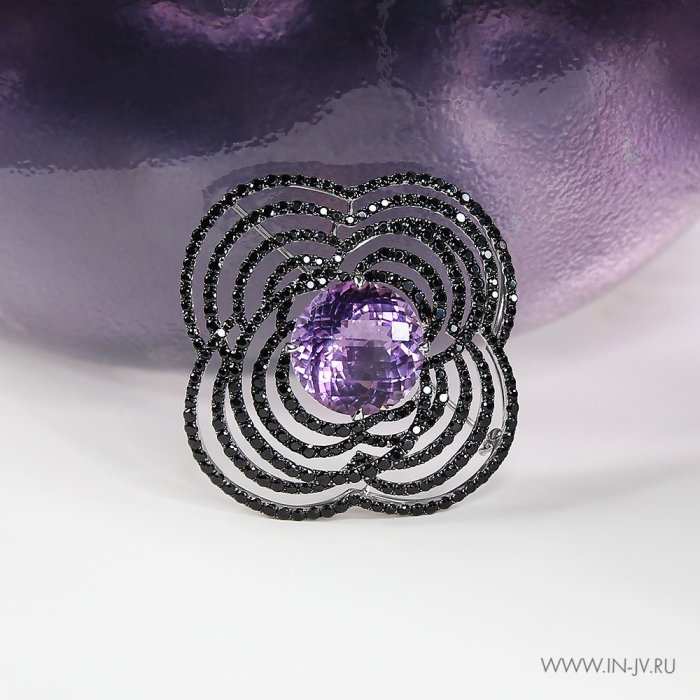 Цепь из белого золота с аметистом и сапфиром (Арт.pt-32215_tsp_bsa_am_wg)