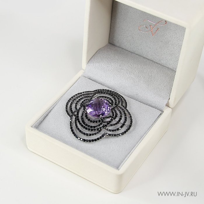 Цепь из белого золота с аметистом и сапфиром (Арт.pt-32215_tsp_bsa_am_wg)