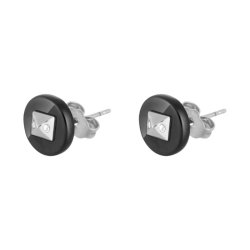 Серьги из серебра с керамикой и фианитом (Арт.tc-e00493-b-w-x-x-w)