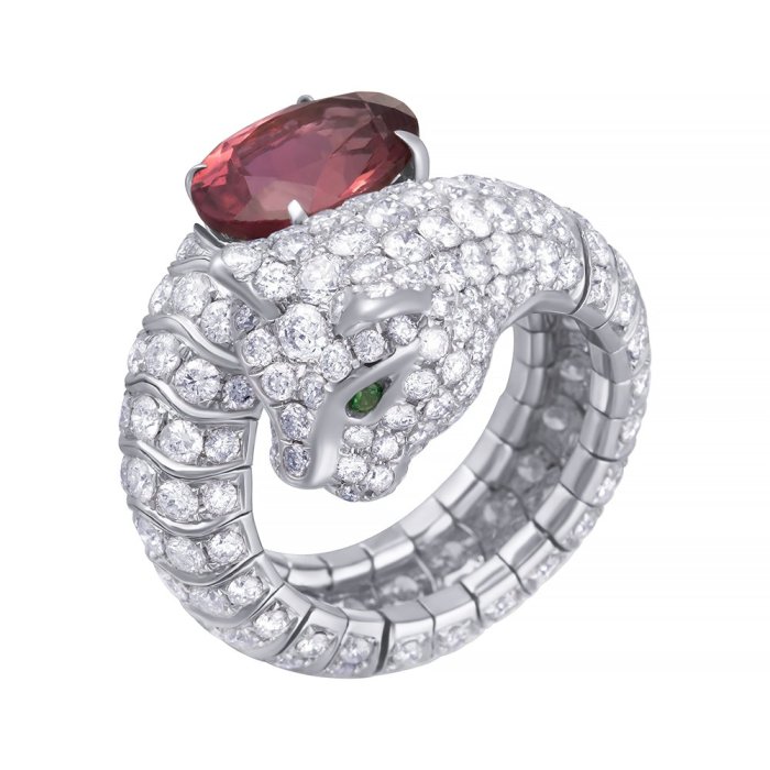 Кольцо из белого золота с бриллиантом и турмалином (Арт.r1654taz-yh01-2736_ko_tu_tv_wg)