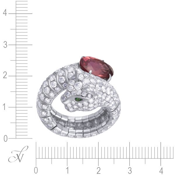 Кольцо из белого золота с бриллиантом и турмалином (Арт.r1654taz-yh01-2736_ko_tu_tv_wg)