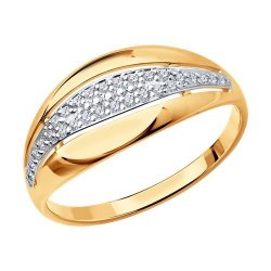 Кольцо из золочёного серебра с фианитами (Арт.93010500)