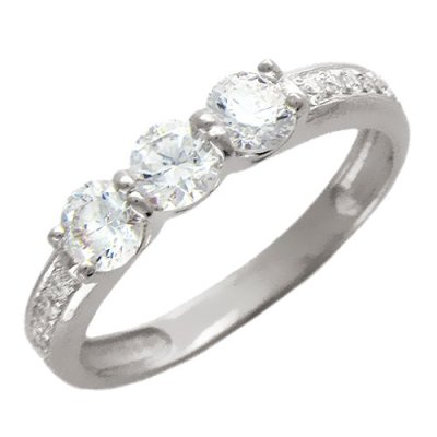 Кольцо из белого золота с фианитами «Три сияния» Estet (арт.01К125142)