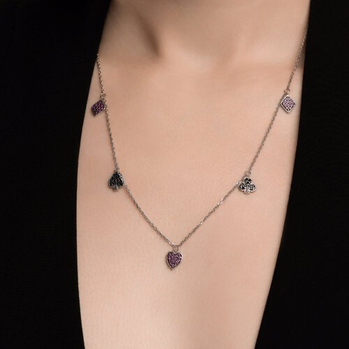 Колье из серебра с корундами и фианитами (Арт.94070958)