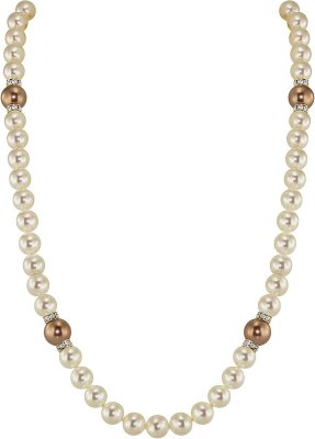 Ожерелье из серебра с жемчугом и куб. цирконием (Арт.102l-gr5-3-9)