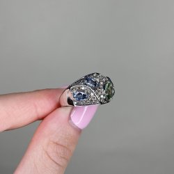Кольцо из белого золота с бриллиантом и сапфиром (Арт.r31238r_ko_dn_sm_wg)