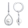 Серьги из серебра с жемчугом и фианитами (Арт.94026607)