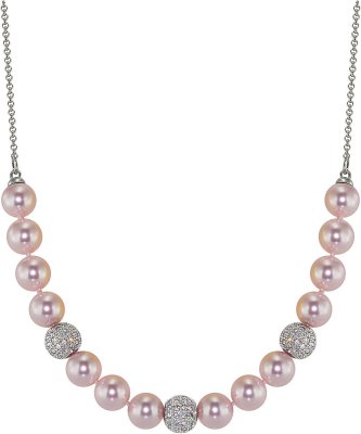 Ожерелье из серебра с жемчугом и куб. цирконием (Арт.213l-sk-13)