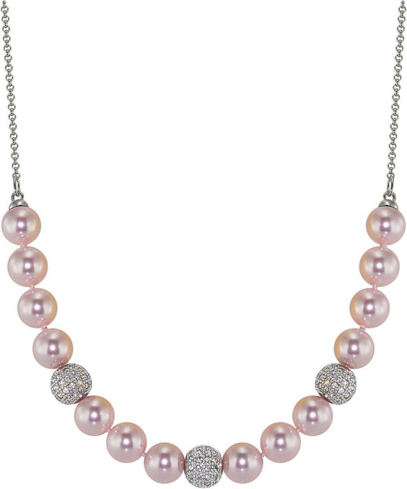 Ожерелье из серебра с жемчугом и куб. цирконием (Арт.213l-sk-13)