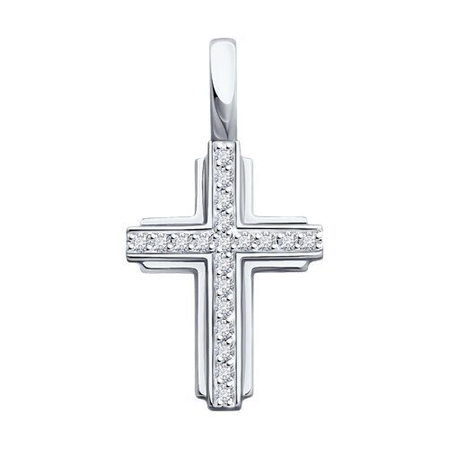 Подвеска из белого золота с  бриллиантом выращенным и рубином (Арт.52-230-02524-1)