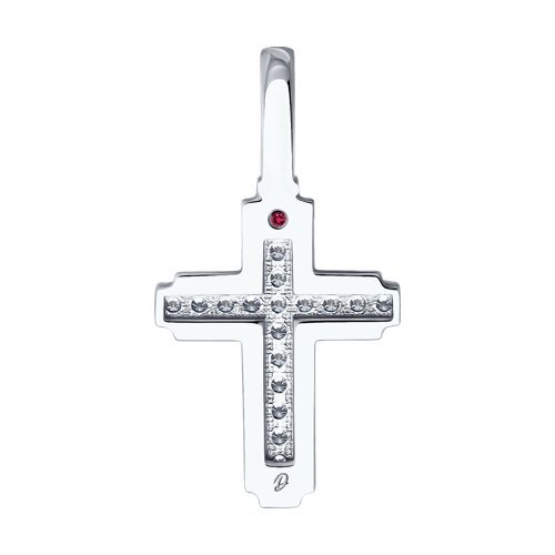 Подвеска из белого золота с  бриллиантом выращенным и рубином (Арт.52-230-02524-1)