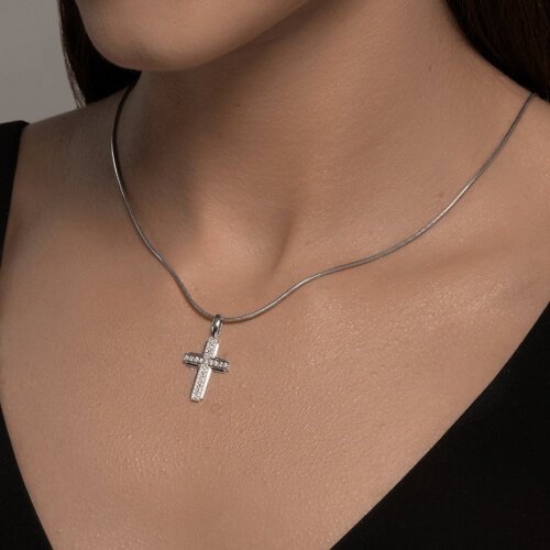 Подвеска из белого золота с  бриллиантом выращенным и рубином (Арт.52-230-02524-1)