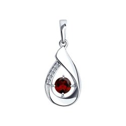 Подвеска из серебра с гранатом и фианитами (Арт.94-330-00695-2)