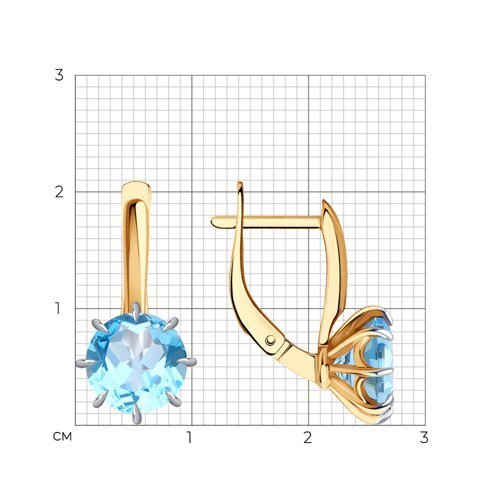 Серьги золотые пробы 585 с топазом (Арт.51-320-01765-1)