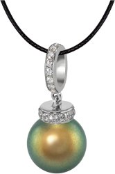 Кулон из серебра с жемчугом и кристаллом swarovski (Арт.abp-1-12-26-s)