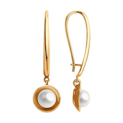 Серьги золотые пробы 585 с жемчугом (Арт.51-321-01823-1)