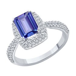 Кольцо из белого золота с бриллиантами и танзанитом (Арт.6014368-3)