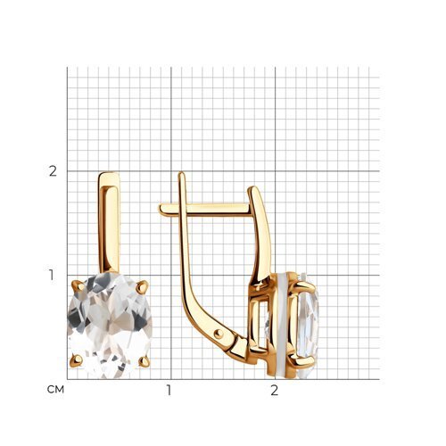 Серьги золотые пробы 585 с горным хрусталем (Арт.51-320-02463-4)