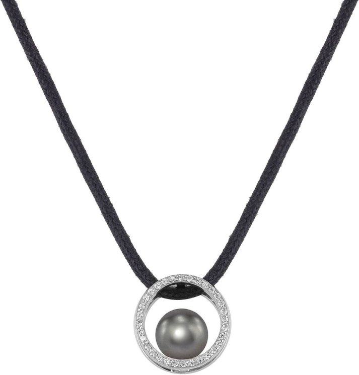 Кулон из серебра с жемчугом и кристаллом swarovski (Арт.ahp-2-8-31-s)