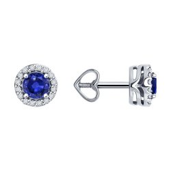 Серьги из белого золота с бриллиантами и сапфирами (Арт.52-222-01772-4)