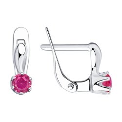 Серьги из серебра с розовыми фианитами (Арт.94020451)