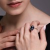 Кольцо золото 585 с бриллиантами, сапфиром и эмалью «Ночной ирис» Соколов (арт.6019014)