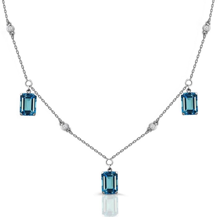 Ожерелье из золота с бриллиантом и топазом Русские Самоцветы (Арт.95782)