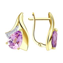 Серьги золотые пробы 585 с аметистом (Арт.53-320-00928-2)
