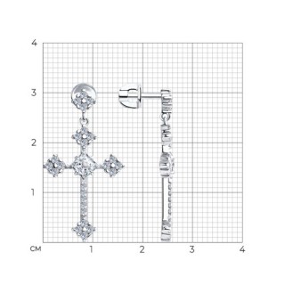 Серьги из серебра с фианитами «Сияние креста» Соколов (арт.9402)