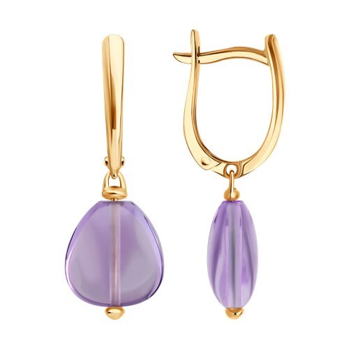 Серьги золотые пробы 585 с аметистом (Арт.729270)