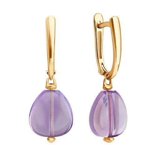 Серьги золотые пробы 585 с аметистом (Арт.729270)