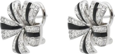 Серьги из белого золота с бриллиантом и эмалью (Арт.sj210glb)