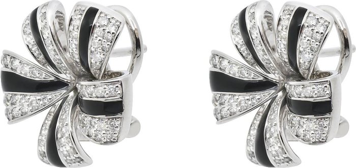 Серьги из белого золота с бриллиантом и эмалью (Арт.sj210glb)