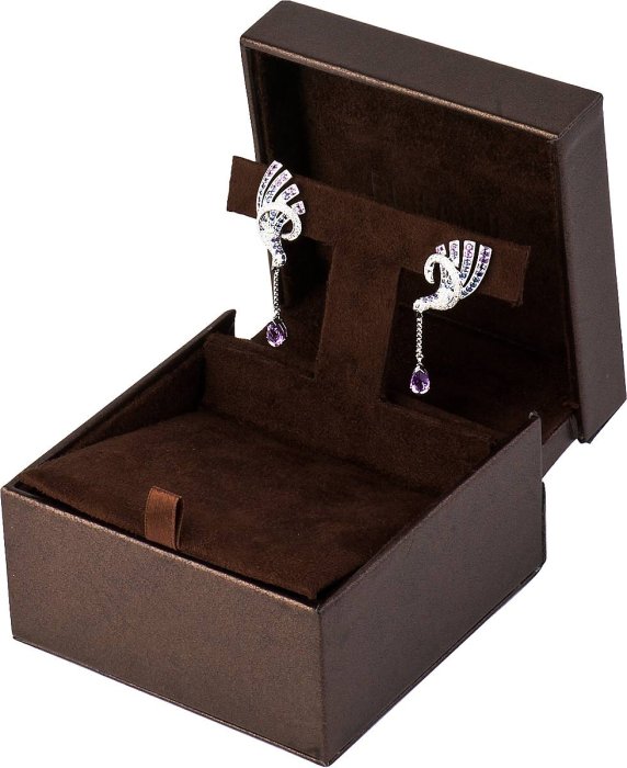 Серьги из белого золота с бриллиантом и эмалью (Арт.sj210glb)