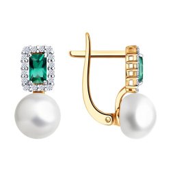 Серьги золотые пробы 585 с миксом камней (Арт.79-20098)