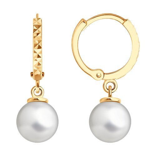Серьги золотые пробы 585 с жемчугом (Арт.792486)