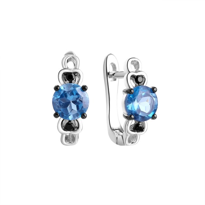 Серьги из серебра с топазом (Арт.cz-e00563-x-wb-lb-x-b)