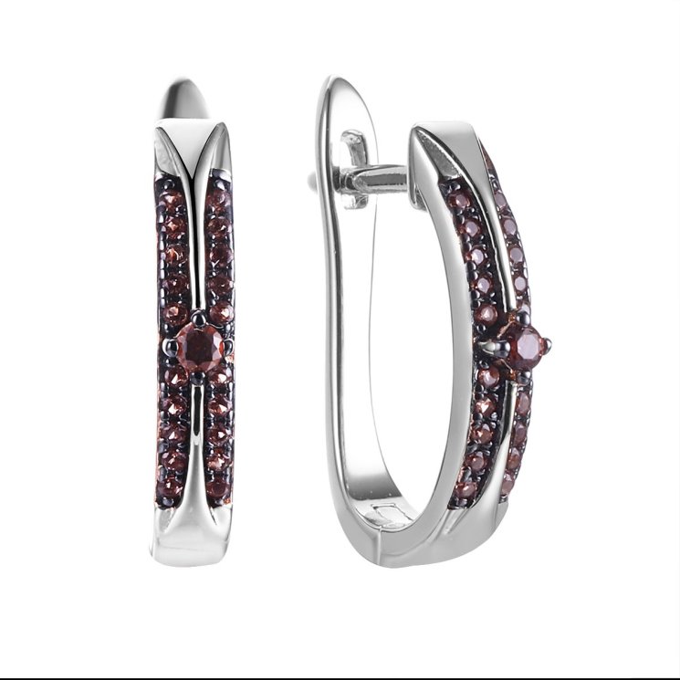 Серьги из серебра с фианитом (Арт.cz-e01799-x-wb-br-x-br)