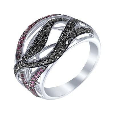 Кольцо из белого золота с бриллиантом и рубином (Арт.aas_r2807_db_ru_wg)