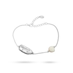 Браслет из серебра с жемчугом и куб. цирконием (Арт.rb-b345-3-x-w-pn-x-w)