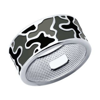 Кольцо из серебра с эмалью «Камуфляжный стиль» Соколов (арт.94-110-02636-2)