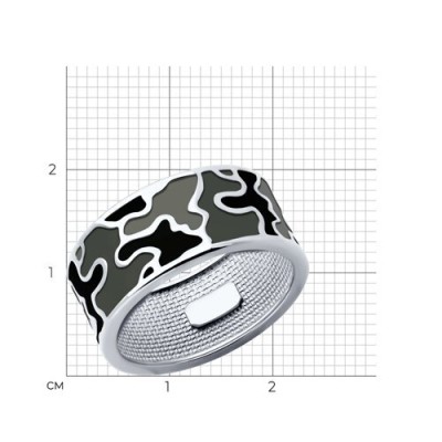 Кольцо из серебра с эмалью «Камуфляжный стиль» Соколов (арт.94-110-02636-2)