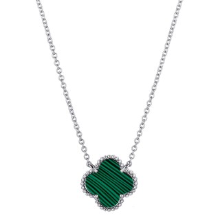Ожерелье серебряное с малахитом «Lucky Clover» Fresh Jewelry (арт.TC-N206-1-X-W-Mal-X-X)