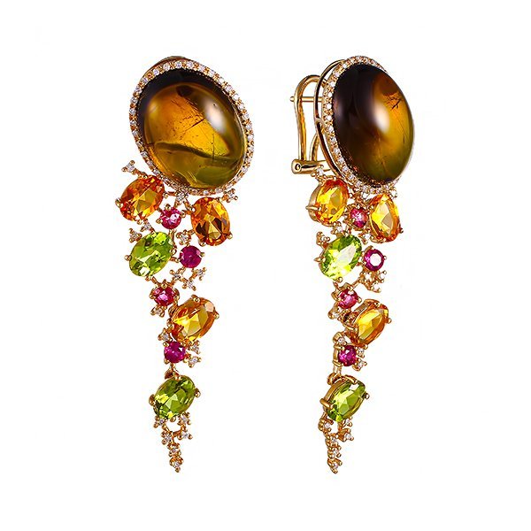 Серьги из золота с бриллиантом и родолитом (Арт.er-33155_sr_ct_pd_rh_tu_yg)