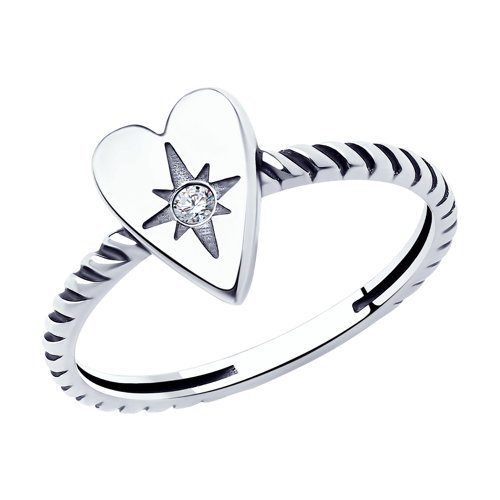 Кольцо из чернёного серебра с фианитом (Арт.95010129)