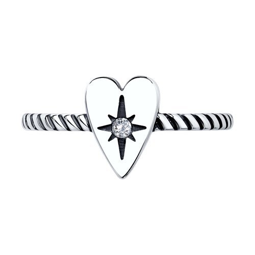 Кольцо из чернёного серебра с фианитом (Арт.95010129)